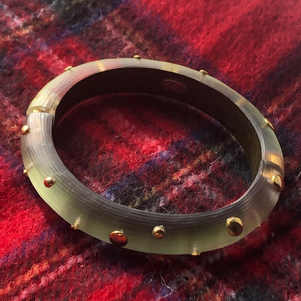 Alexis Bittar Green Studded Hinged Bracelet